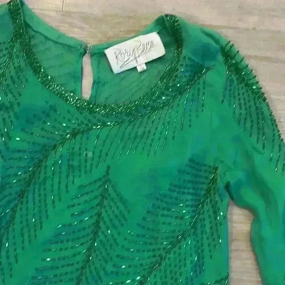 Rory Beca Haldi Beaded Dress size Small Kelly Green - Picture 4 of 16